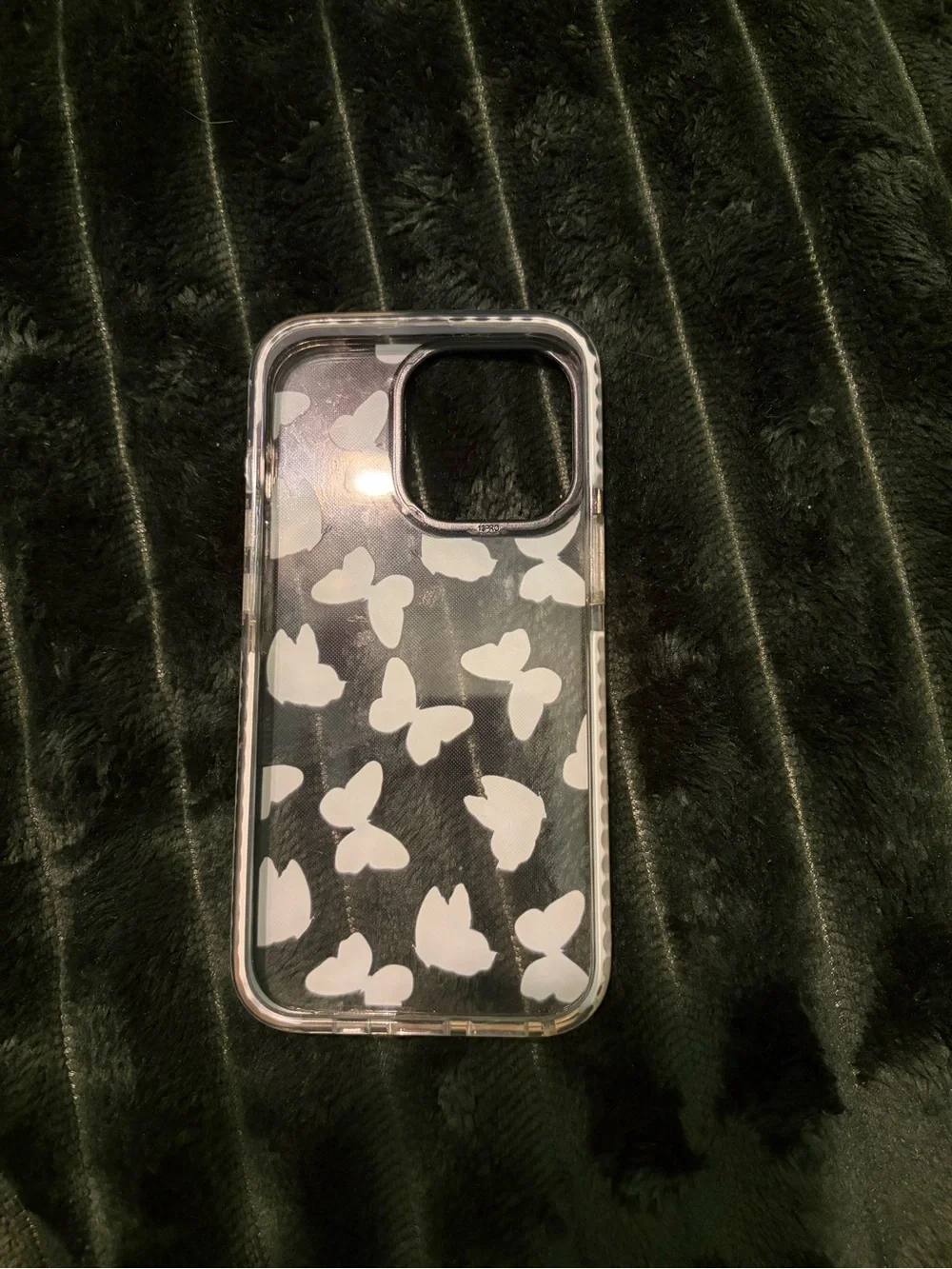 iPhone13 Pro Clear Butterfly Pattern Phone Case - Blue Butterflies